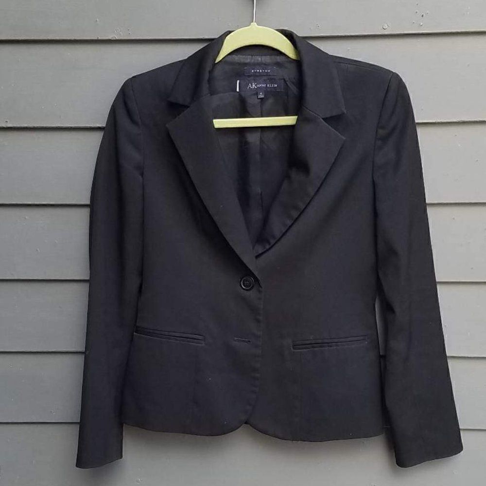 Ann Klein Black One Button Blazer Size 4